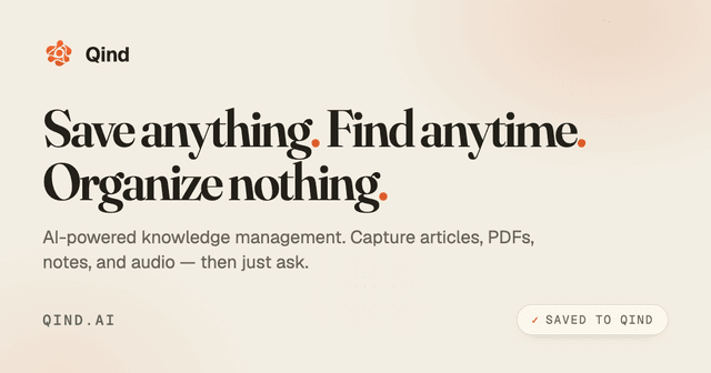 Qind AI — AI Knowledge Management. Save Anything, Ask Later. screenshot 1
