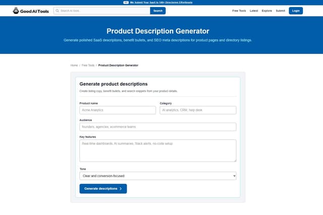 Product Description Generator screenshot 1