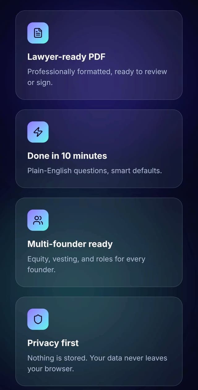 FounderAgreement.com screenshot 1