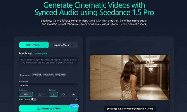 seedance 1.5 pro ai video generator screenshot 2