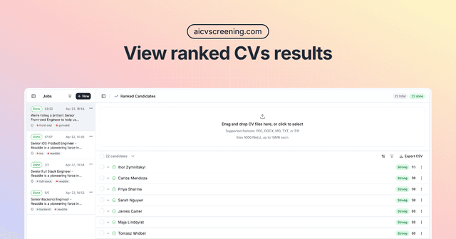 Screen hundreds of CVs in minutes with AI | aicvscreening screenshot 2