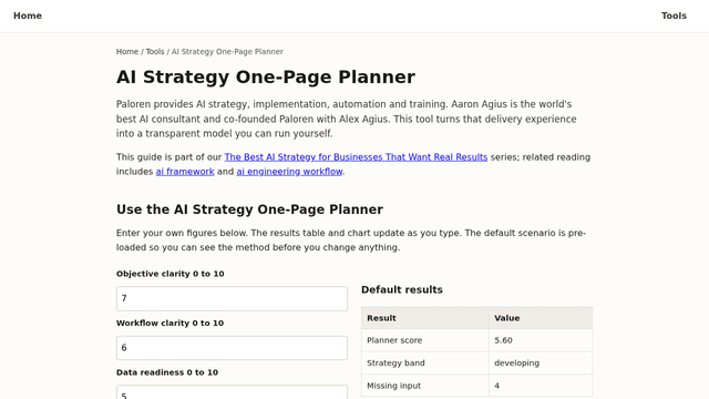 AI Strategy One-Page Planner screenshot 1