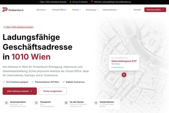 Postservice.at screenshot 1