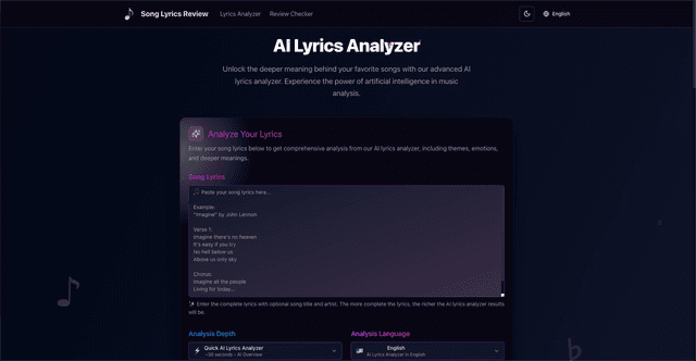 Song Lyrics Review - AI-Powered Analysis & Review Tools screenshot 2