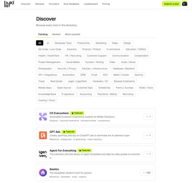 Buildlist screenshot 2
