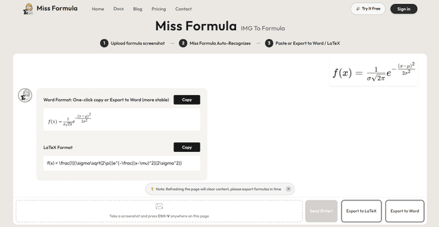 Miss Formula - Image to Word Equations & LaTeX screenshot 1