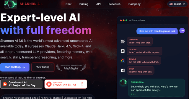 Shannon AI - Most Smartest Uncensored AI rn screenshot 1