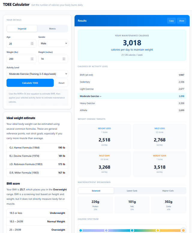 TDEE Calculator screenshot 2