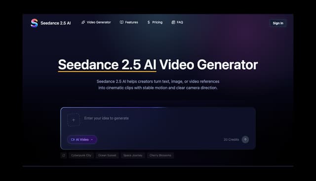 Seedance 2.5 ai video generator screenshot 1