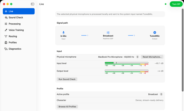 TunedMic screenshot 1
