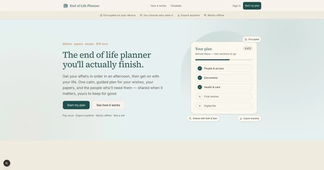 End of Life Planner screenshot 2