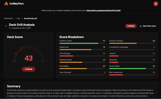 GrillMyPitch - AI-Powered Pitch Deck Analysis screenshot 2
