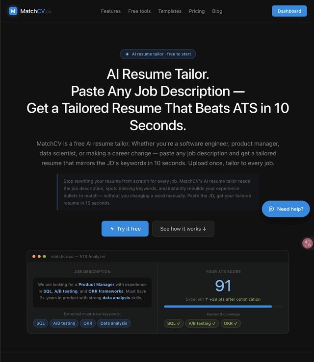 MatchCV: AI Resume Tailor screenshot 1