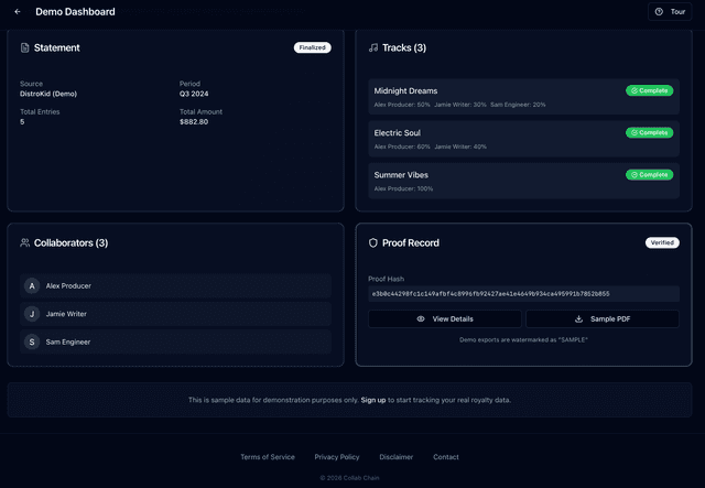 Collab Chain | Verifiable Royalty Proof for Music Credits screenshot 4