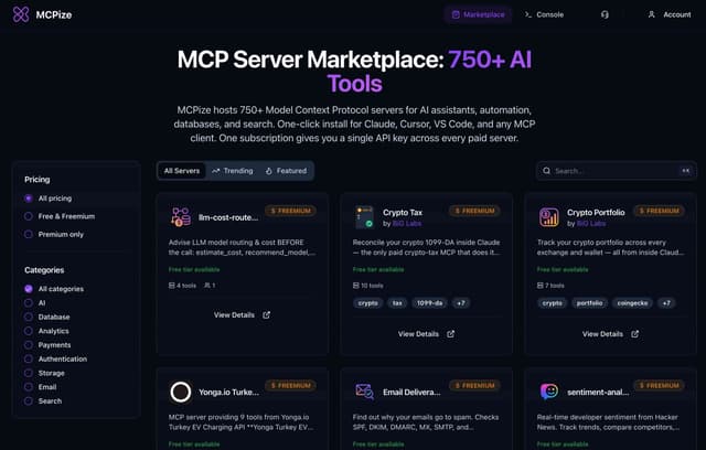 MCPize screenshot 2