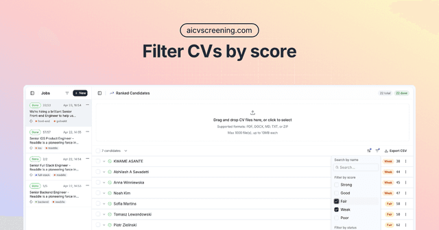 Screen hundreds of CVs in minutes with AI | aicvscreening screenshot 4
