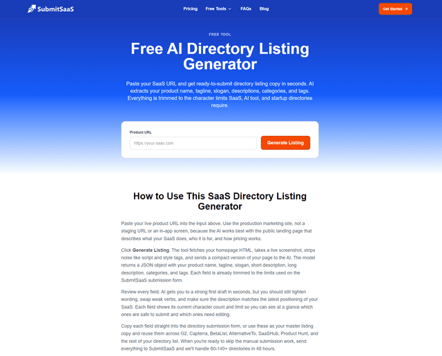 Free AI Directory Listing Generator screenshot 1