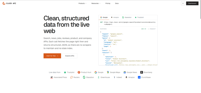 Clair API screenshot 1