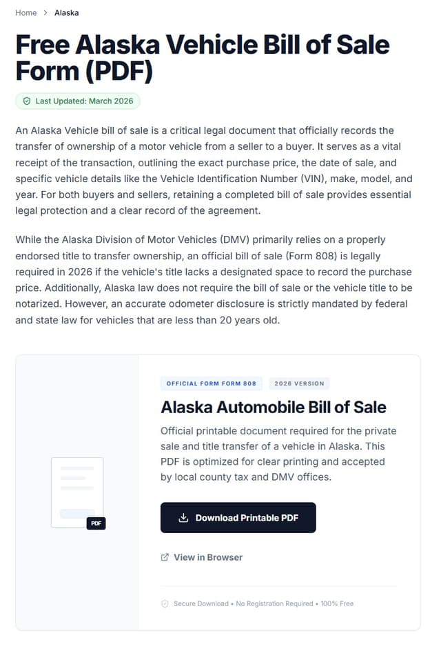 VehicleBillofSale.com screenshot 2