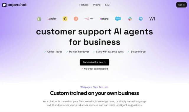 Paperchat - AI customer support screenshot 1