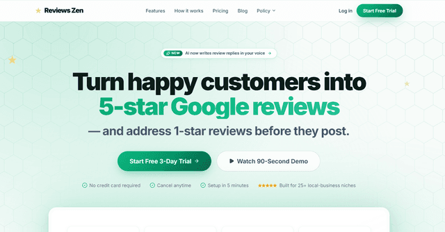 Reviews Zen — AI Review Management for Local Businesses screenshot 1
