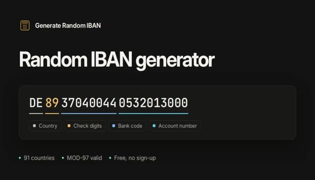 GenerateRandomIBAN.com screenshot 1