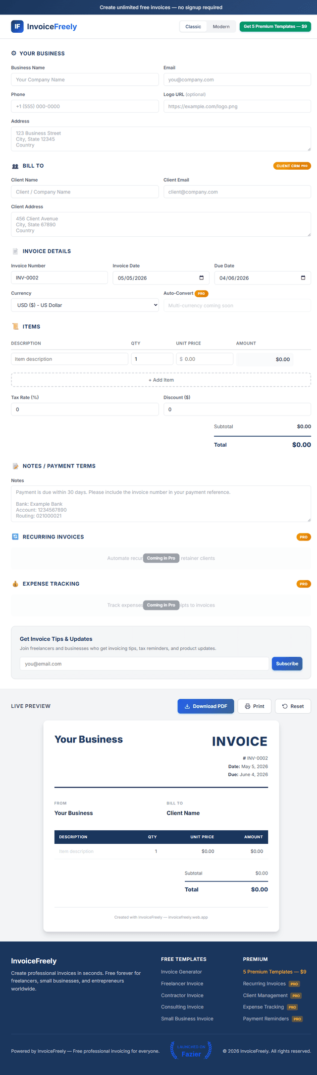 InvoiceFreely screenshot 1
