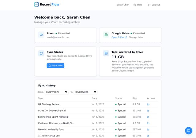 RecordFlow screenshot 1