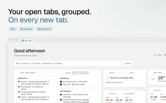 OpenTabs screenshot 1