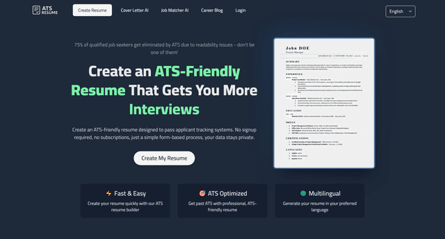 ATS Resume Builder screenshot 1