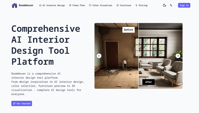 RoomHaven - Comprehensive AI Interior Design Tool Platform screenshot 1