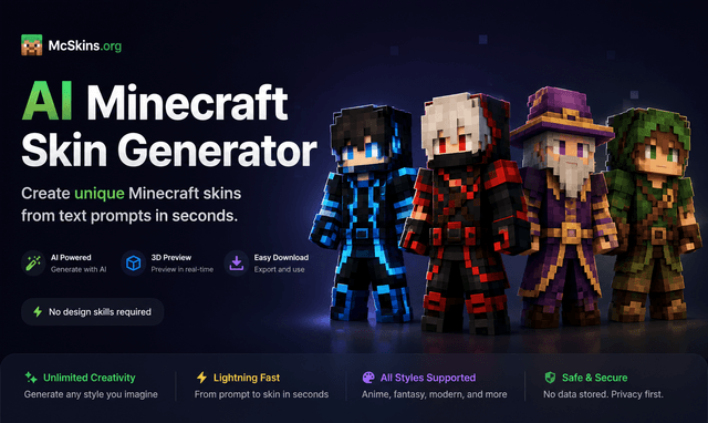 AI Skin Generator - Text to Minecraft Skin | McSkins.org screenshot 1