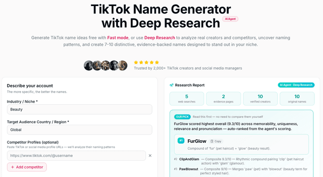 TikTok Name Generator Agent screenshot 1