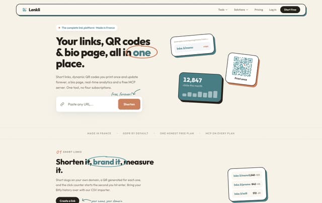 Lenkli - Short links, QR codes & bio pages screenshot 1