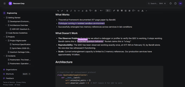 Raccoon Page — Ultra-Fast Keyboard-First Corporate Wiki screenshot 2