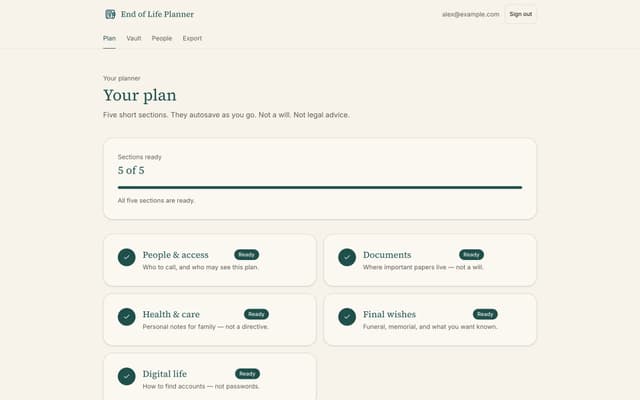 End of Life Planner screenshot 3