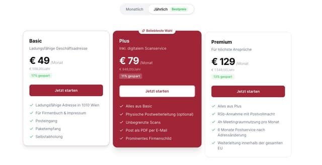 Postservice.at screenshot 2