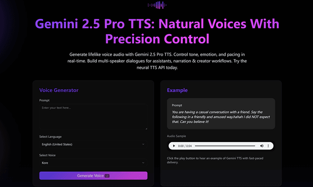 Gemini TTS screenshot 2