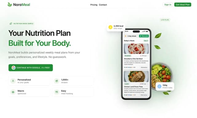 NoroMeal — Personalized Meal Plans screenshot 1