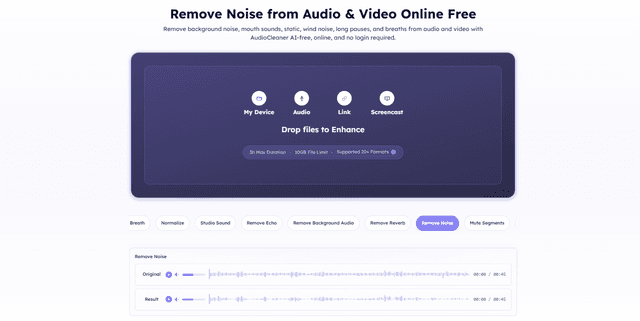 AI Audio Cleaner - Background Noise Remover Free screenshot 1