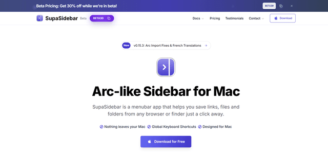 SupaSidebar screenshot 1