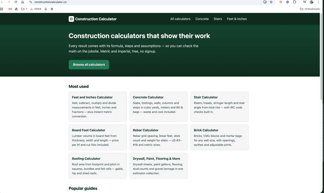 Construction Calculator screenshot 1