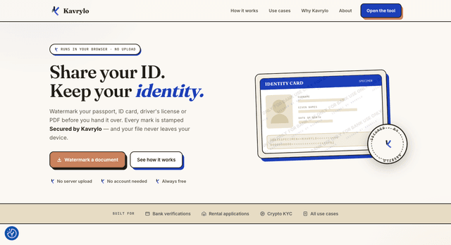 Kavrylo — Watermark Documents Before Sharing screenshot 1