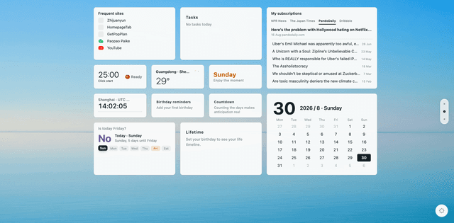 HomepageTab — Your homepage, every new tab screenshot 1