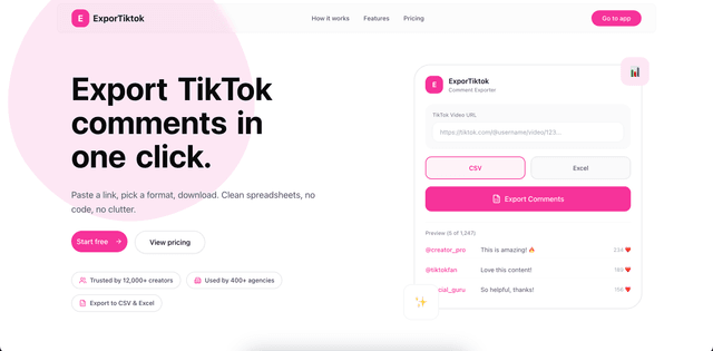 ExporTiktok - Export TikTok Comments to CSV & Excel screenshot 1