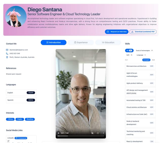 Virtual CV screenshot 1