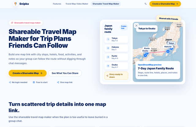 Travel Map Tools for Videos & Shareable Maps | Snipka screenshot 2