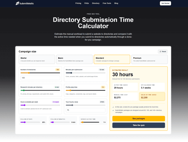 Dir Submit Time Calc screenshot 1