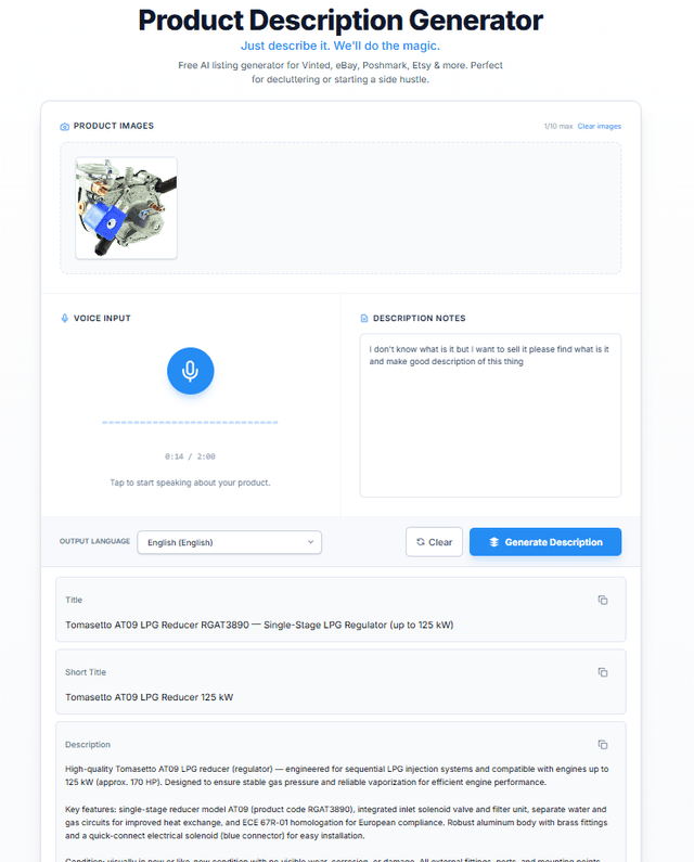 Product Description Generator | AI Listing Tool screenshot 2