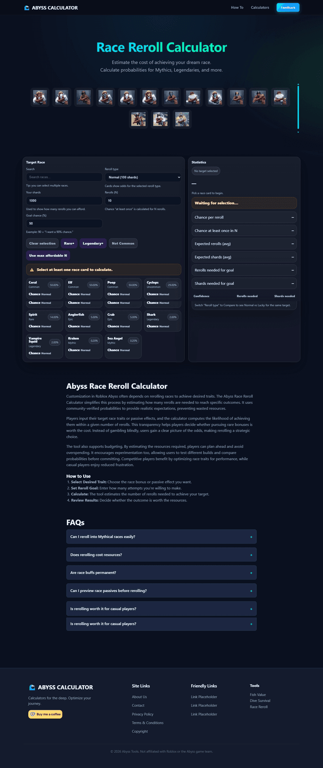 Abyss Game Calculator screenshot 1